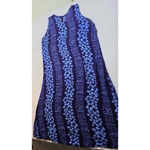Passion Hawaii Blue Maxi Dress with Floral and Geometric Patterns  Size: XL
